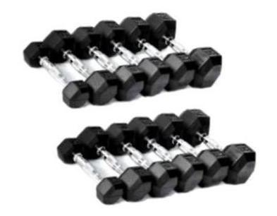Rubber Hex Dumbbells Set (55-100 Lbs)