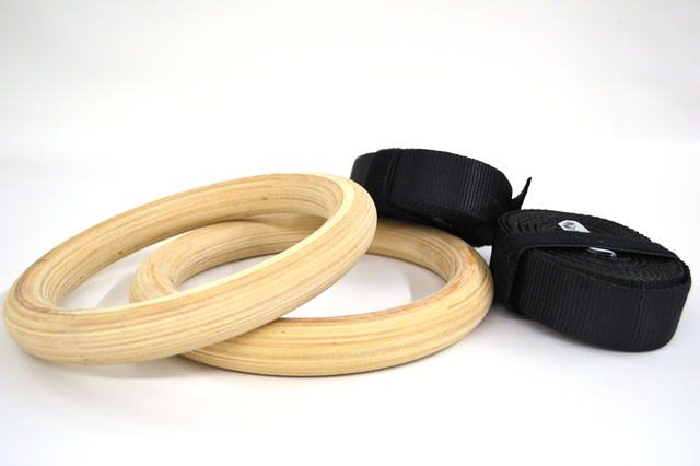 Quest Wood Gym Rings 1.25 Inch (Pair)(GYMRINGS_W)